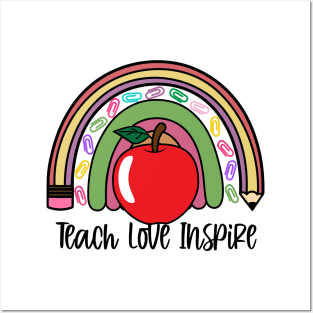 Teach Love Inspire Shirt, Inspirational Teacher Shirts, Back To School Shirt, Teacher Appreciation Shirt, First Grade Teacher Shirts Posters and Art